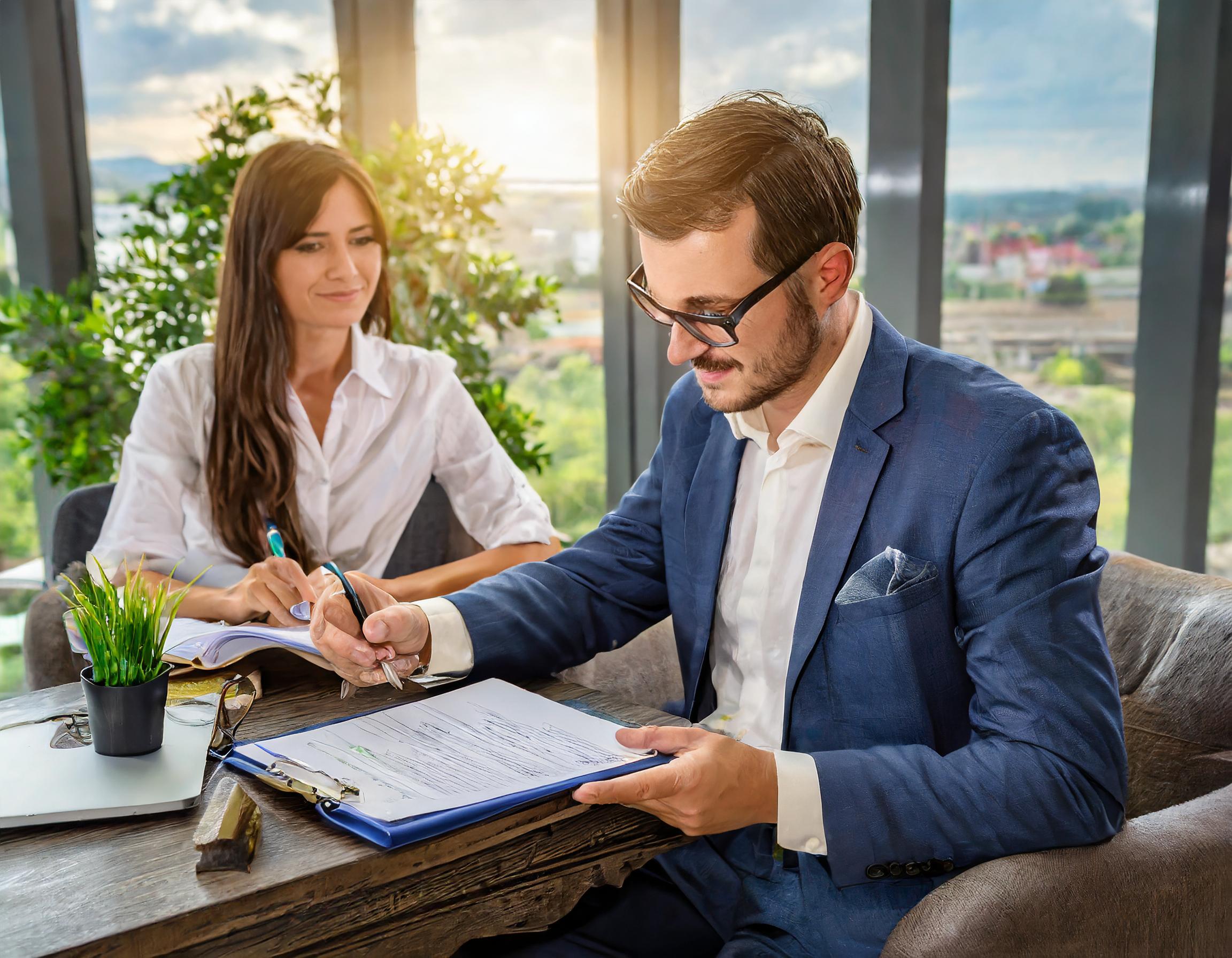 Beratungssituation mit einem Steuerberater und Kunden
